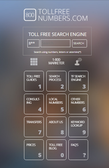 TollFreeNumbers.com homepage in 2015